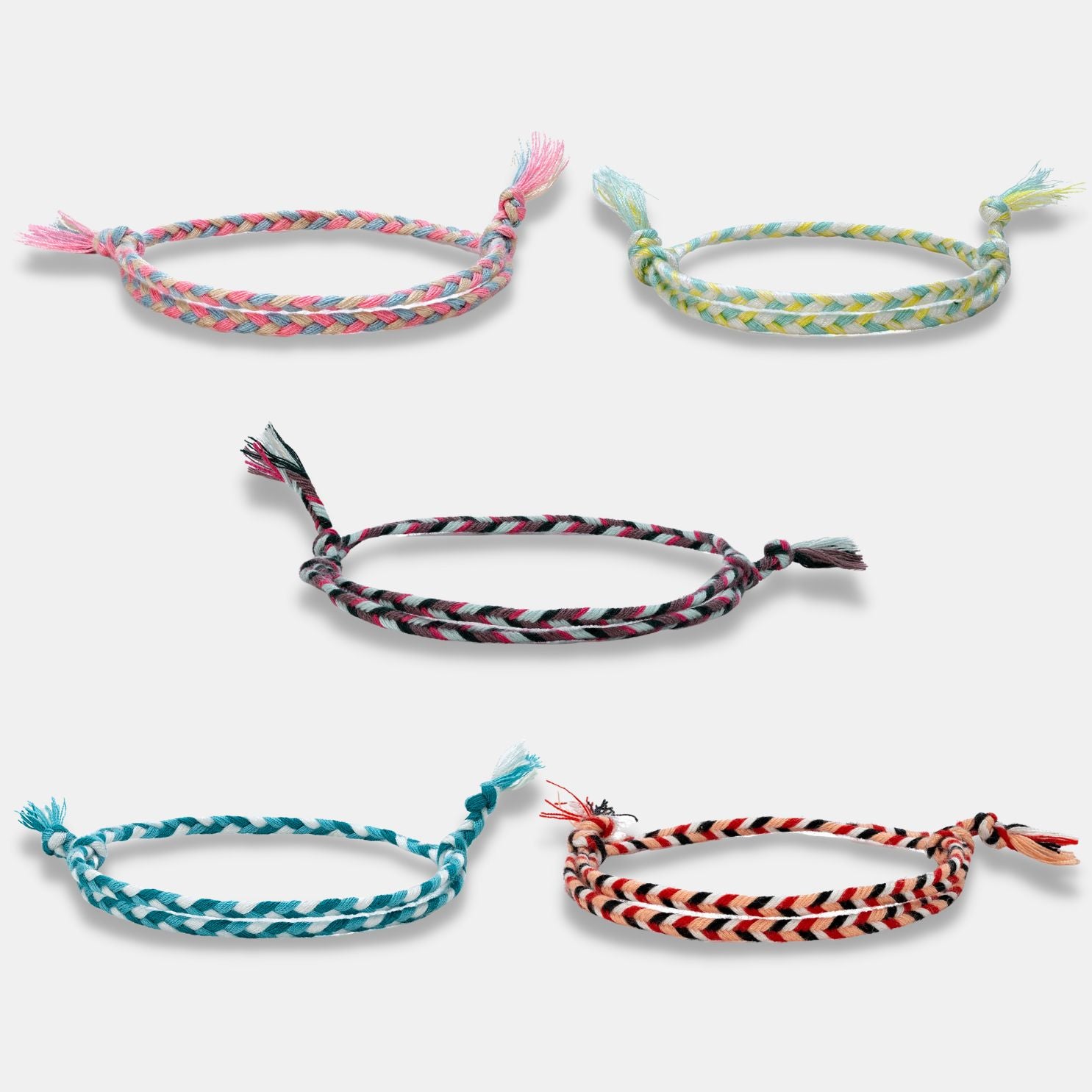 5 BRAIDED BRACELETS BUNDLE