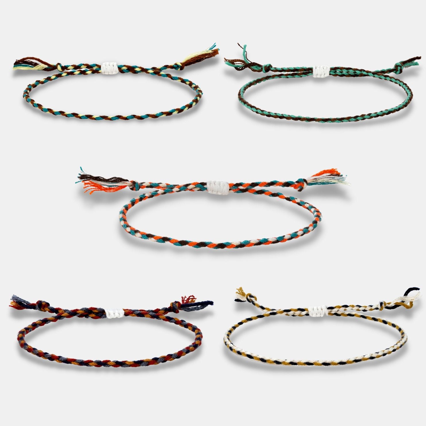 LOT DE 5 BRACELETS EN CORDE SIMPLES