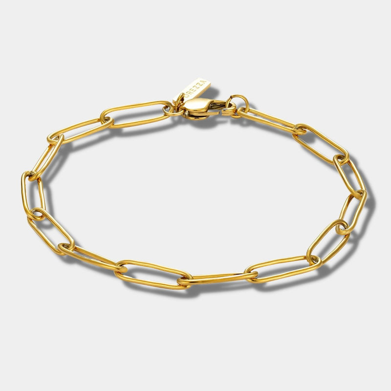"ORENA" GOLD PAPERCLIP CHAIN BRACELET - Orezza Jewelry
