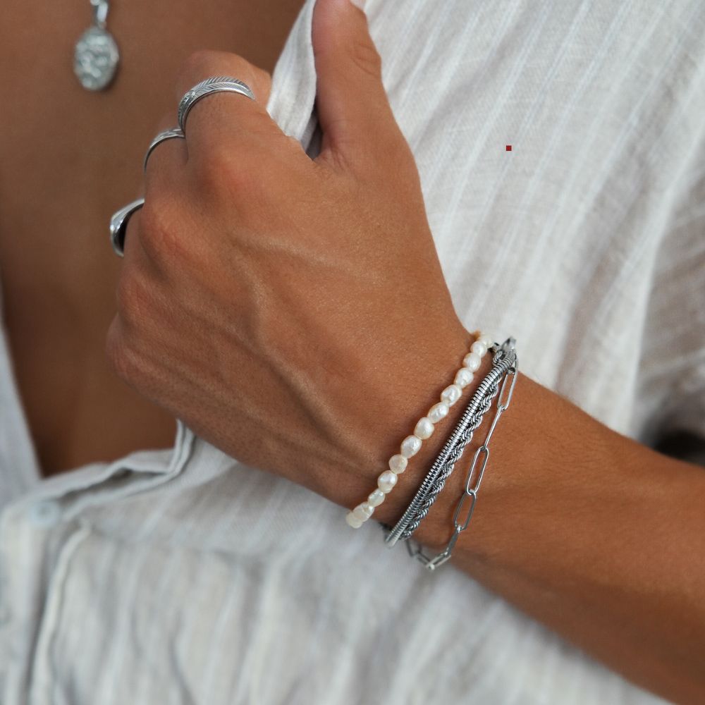 "AMOZZO" SILVER PAPERCLIP CHAIN BRACELET - Orezza Jewelry