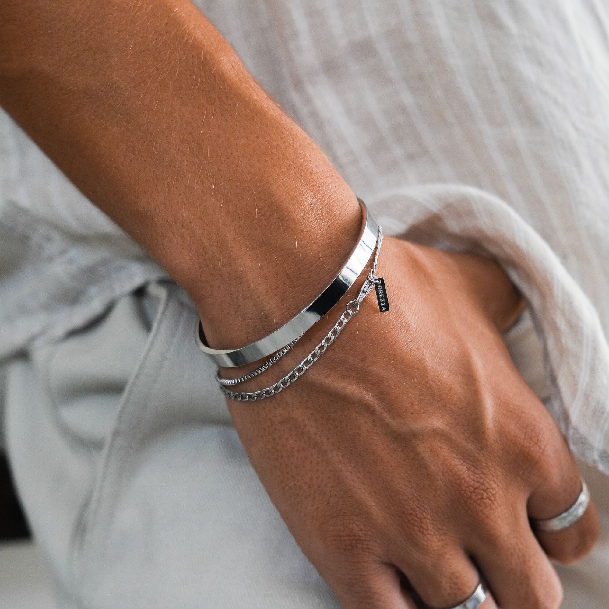 "LUZZI" SILVER CUFF BRACELET - Orezza Jewelry