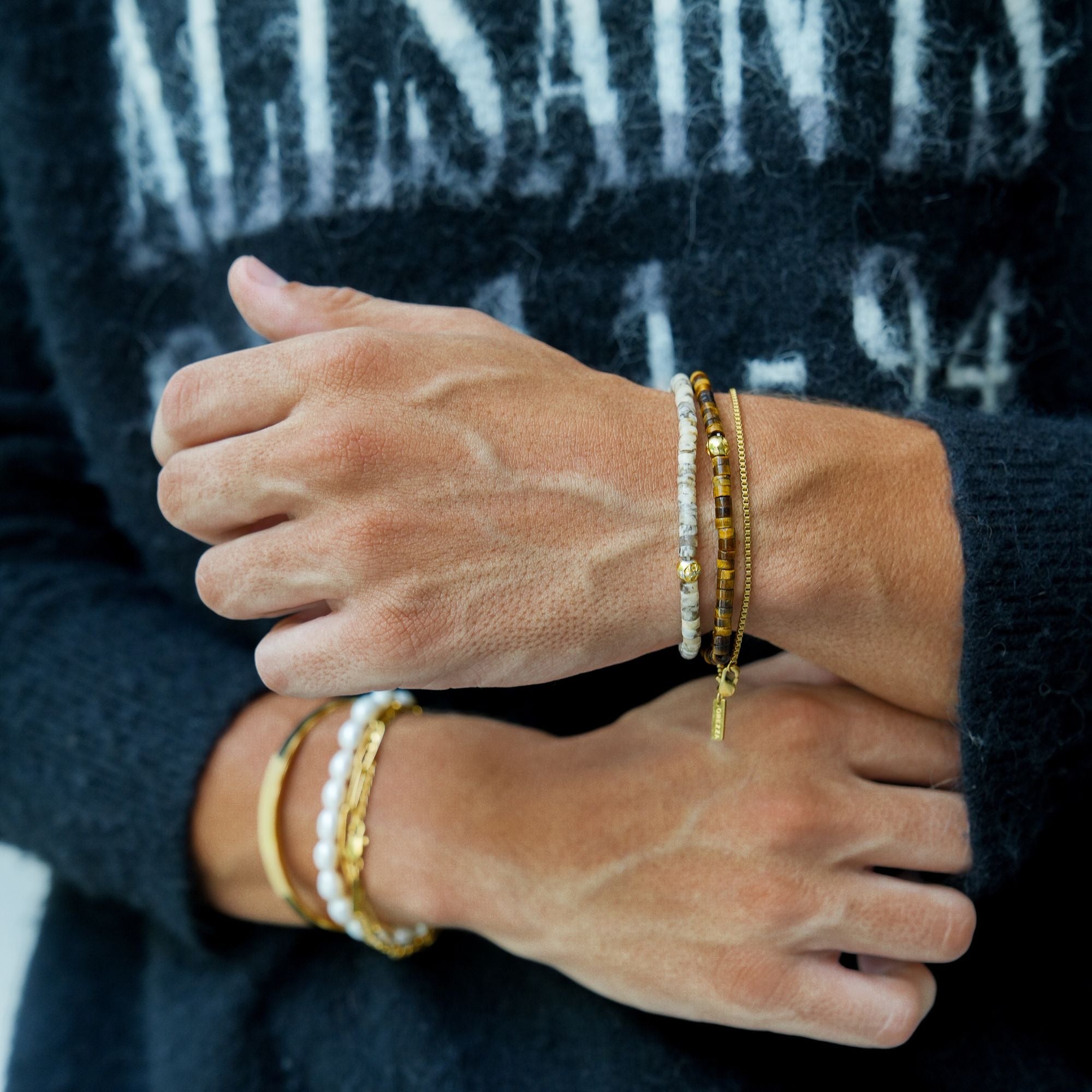 "BICCARI" GOLD BOX CHAIN BRACELET