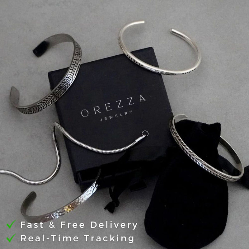 "ORO" GOLD SILVER CUFF BRACELET - Orezza Jewelry
