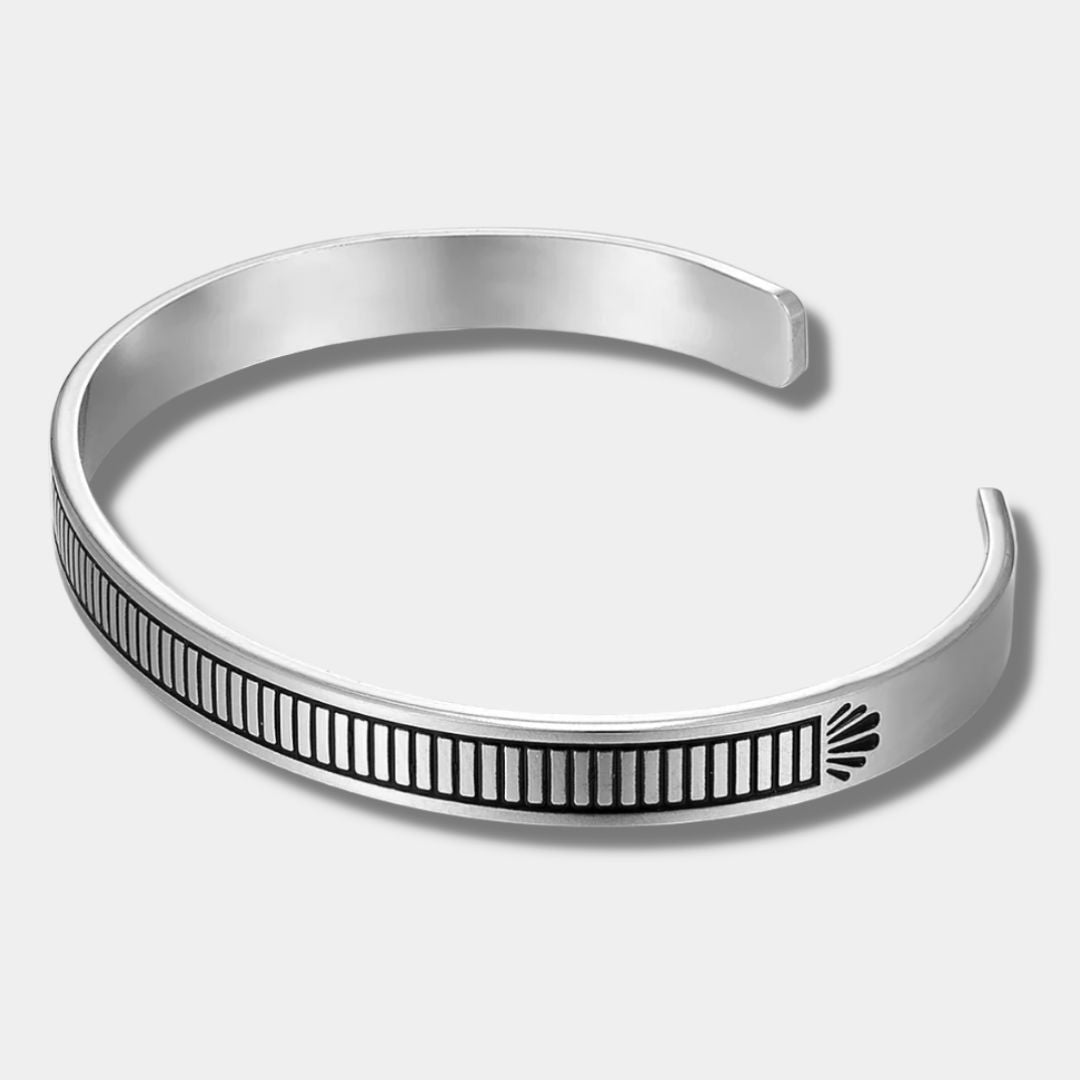 "CARUCCI" SILVER ETHNIC CUFF BRACELET - Orezza Jewelry